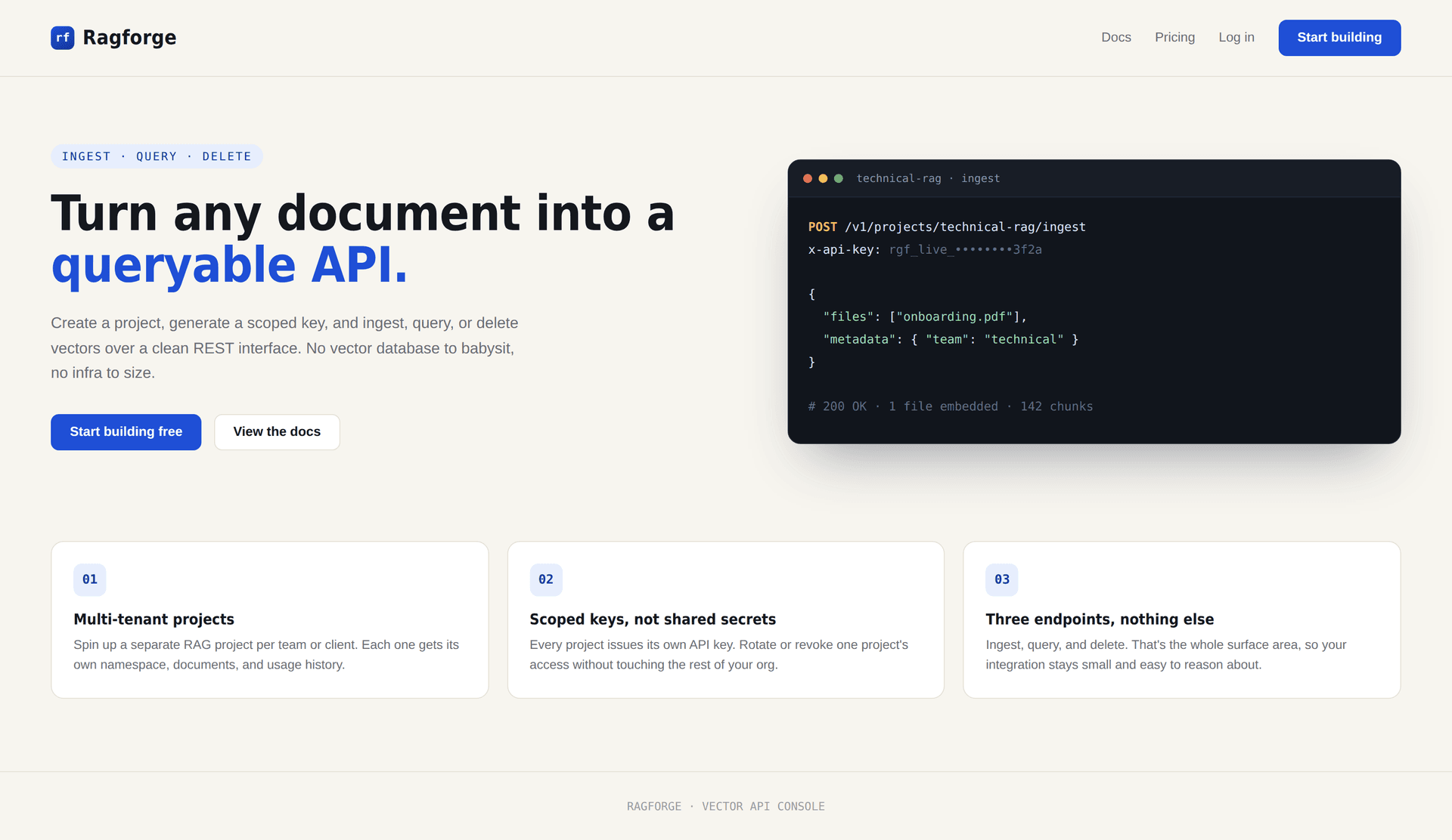 Ragforge - RAG-as-a-Service Platform screenshot 1